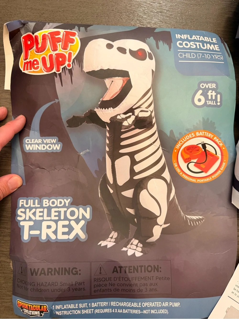 Spooktacular Creations Skeleton T-Rex Inflatable Halloween Costume Child 7-10